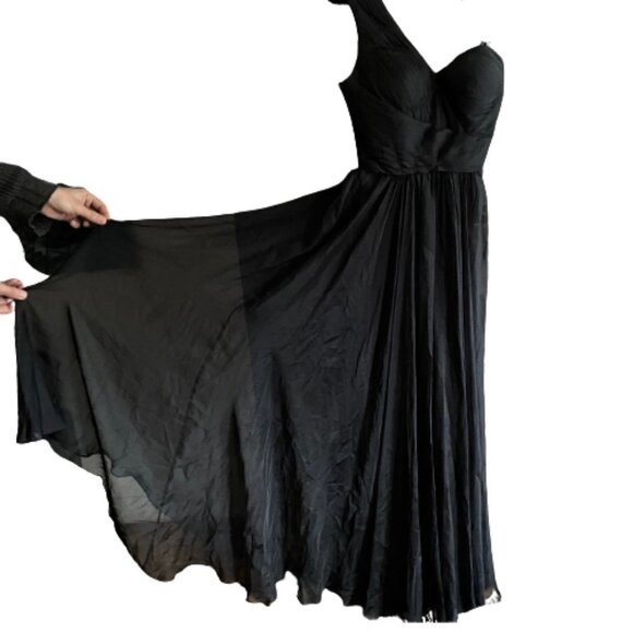 La Famme black nude mesh bodice maxi long gown 4 - Picture 12 of 16